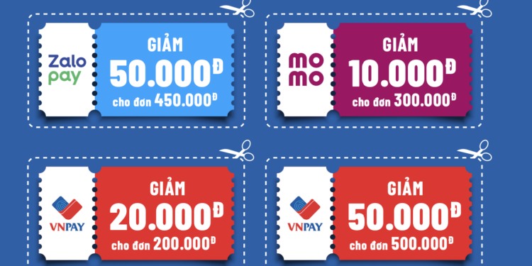 ƯU ĐÃI TỪ VÍ ĐIỆN TỬ ZALOPAY, MOMO, VNPAY